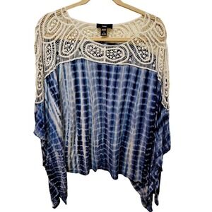 Rain 3X Hippie tie dyed flare Tunic top. Blue and white. Swimcover StylishHippie